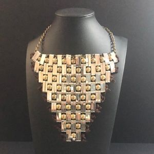 Charming Charlie Cleopatra Bib Necklace Metal Two Tone Statement